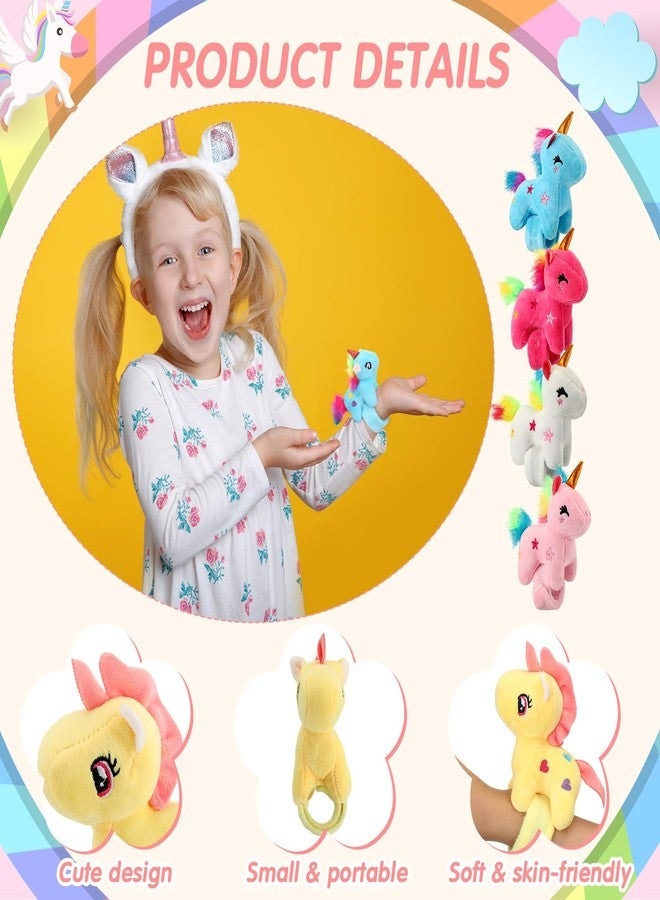 Hollowfly 12 Pcs Unicorn Slap Bracelets Plush Animal Bracelets Bulk 8 Inch Furry Slap Band Stuffed Animals for Boys Girls Unicorn Party Favors Birthday Gifts - Image 3